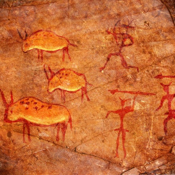 CAVE PAINTING ON ORANGE WALL 27MB